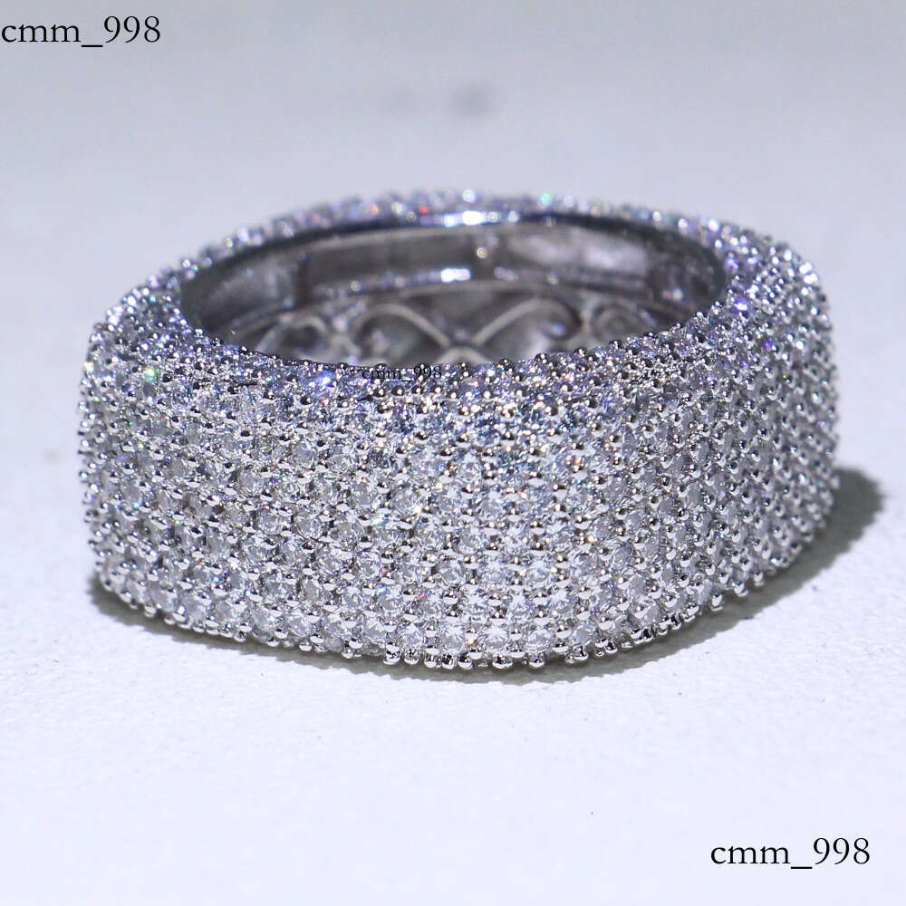 Rulalei Sparkling Jewelry Sterling Sier Pave White Sapphire CZ Dia Eternity Women Wedding Bridal Ring For Lovers' Gift