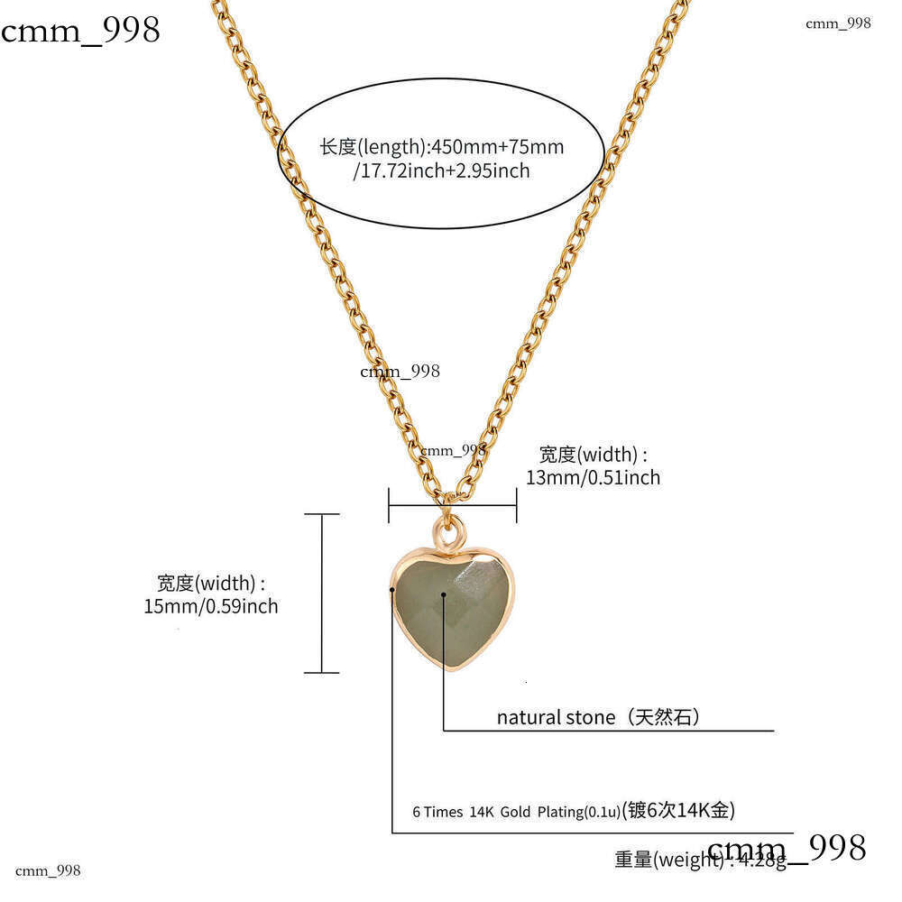 Agate Heart Natural Plated Pendant Crystal Raw Stone Necklace