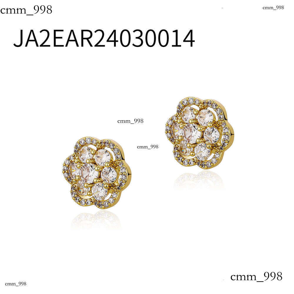 Korean Style Simple Unique Design Micro Inlaid Flower Fashionable Elegant Sweet Versatile Sier Needle Women's Earrings