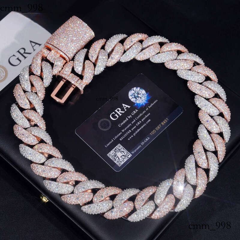 Rappers Big 28MM Gold Plated Sterling Sier VVS Moissanite Dia Hip Hop Jewelry Iced Out Cuban Link Chain