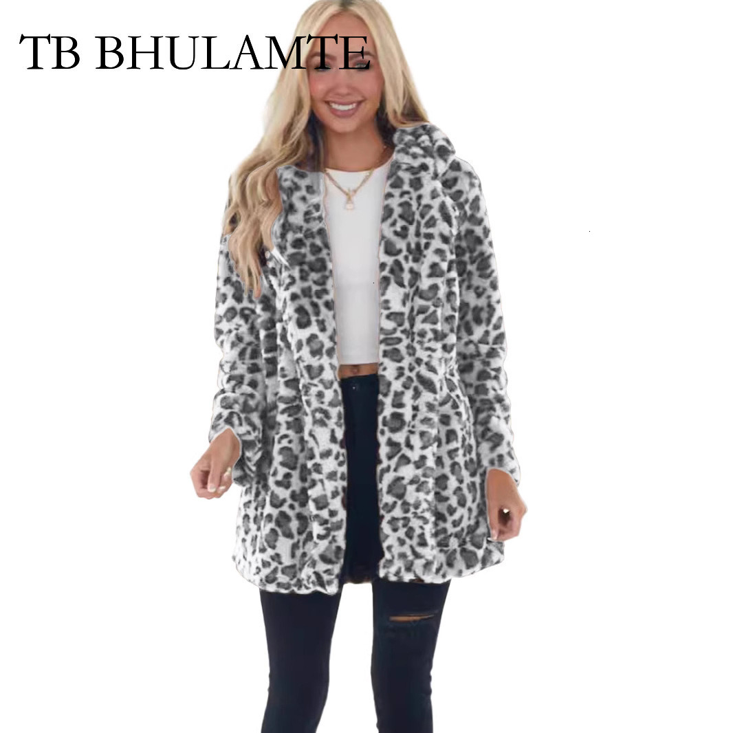 TB BHULAMTE Free Shipping New Designer Clothing 2025 Autumn/winter Leopard Print Women's Fashionable And Elegant Faux Fur Loose Pocket Jacket