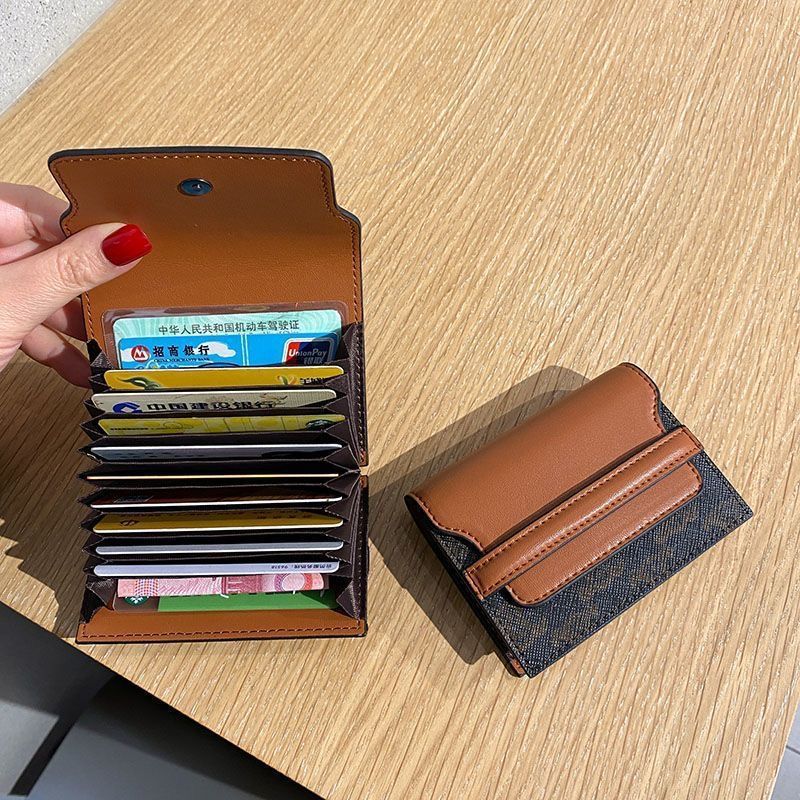 Designer Bag Luxury Bag Shoulder Shoulder Bag Women's Cover 3-In-1 Simple Fashion Buckle Folding Grid Multi Slot Card Clip Short Wallet Car Drive