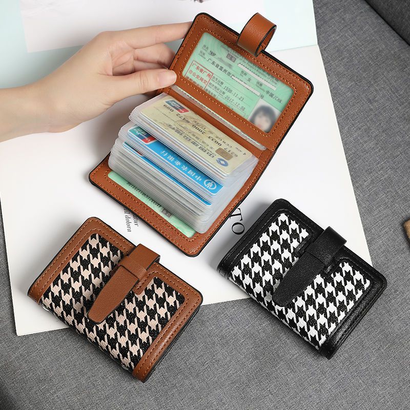 Designer Wallet Women's Leather Cover 3-in-1 Simple Fashion Buckle Folding Grid Multi Card Slot Card Luxury Clip Short Wallet Car Driver's License Leather 2025