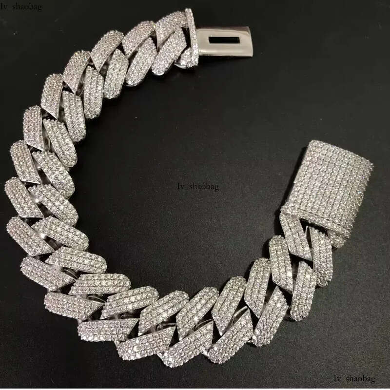 Sterling Sier VVS Dia Cuban Bracelet for Men Women 6mm 8mm 10mm 12mm White Gold GRA Moissanite Necklace 825 aaa