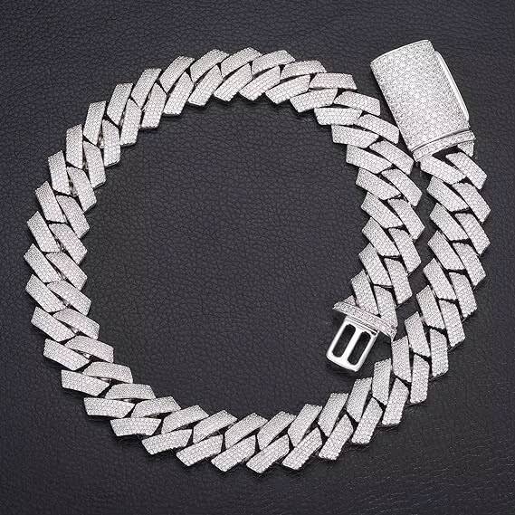 Cubin Chain 925 Sterling Silver Moissanite Diamond CZ Pendant Gold and Rhodium Plated Silver Jewelry