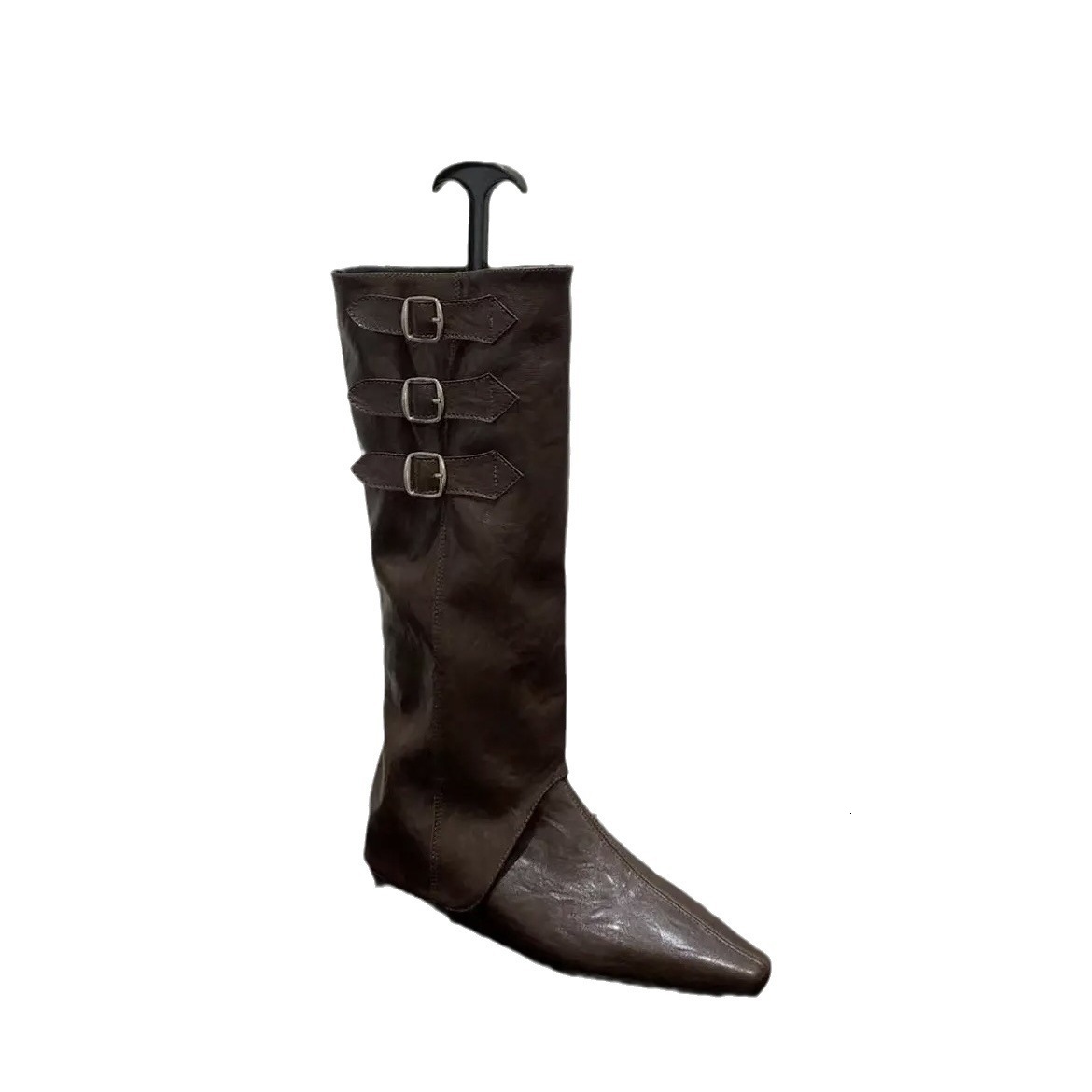 Interior height increased pointed Western cowboy boots for autumn and winter, retro luxury and sexy women's mid length boots, designer shoes