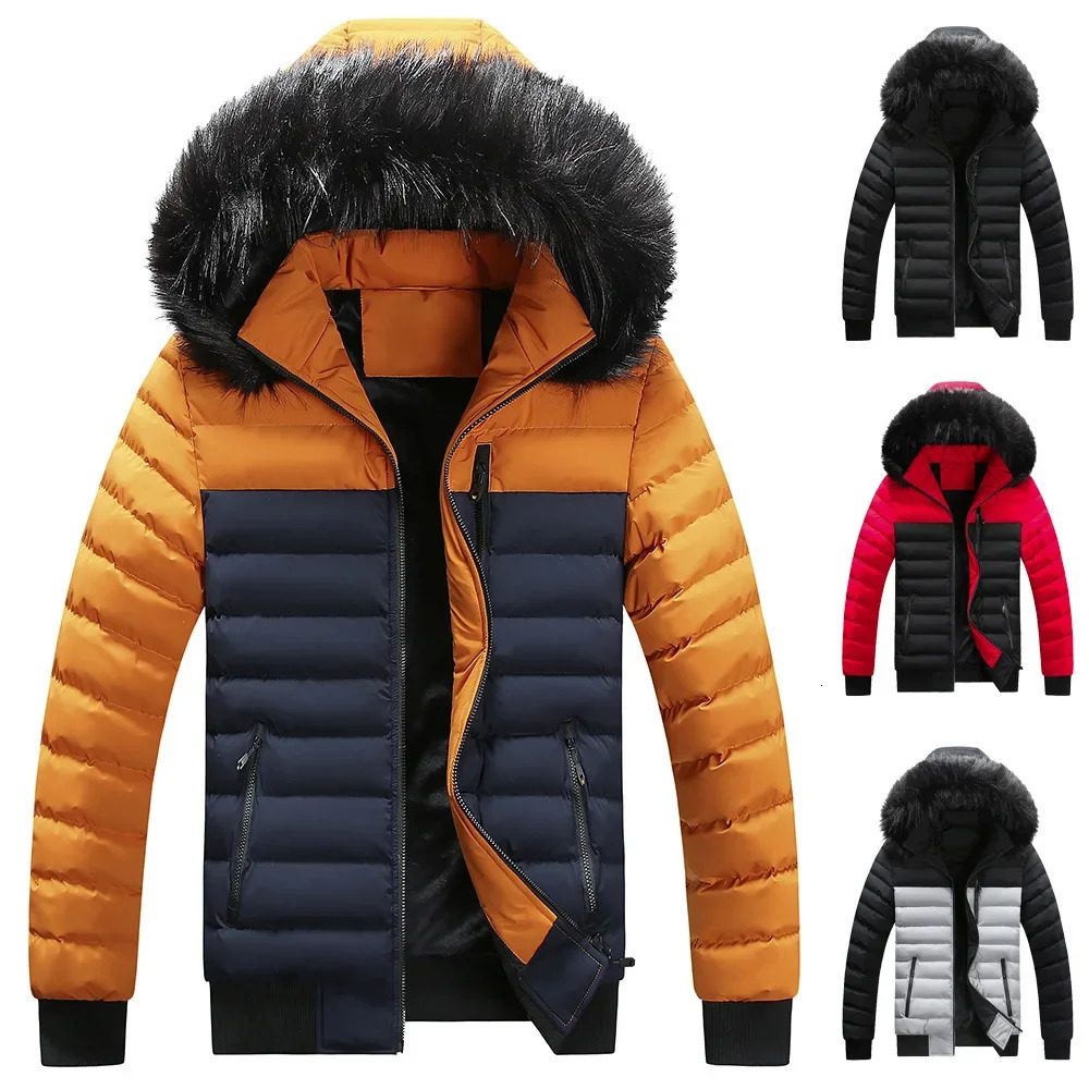 AutumnWinter Mens Cotton Coat Style Thickened Warm Hooded Jacket Trendy Fashionable Winter Casual Clothes 251011