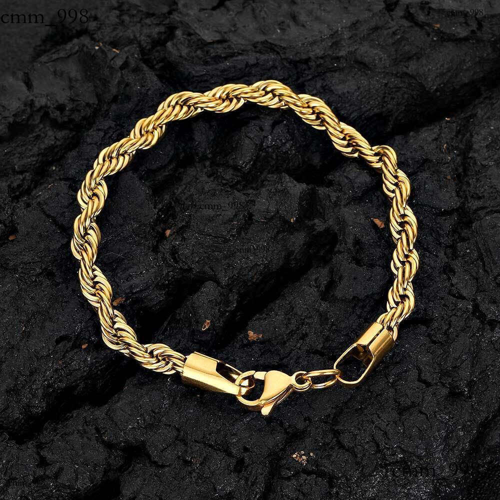 Hip-Hop Titanium Bracelet Multi-Specification Sterling Silver Braided Vacuum Color Retention Electroplated Twisted Rope Chain