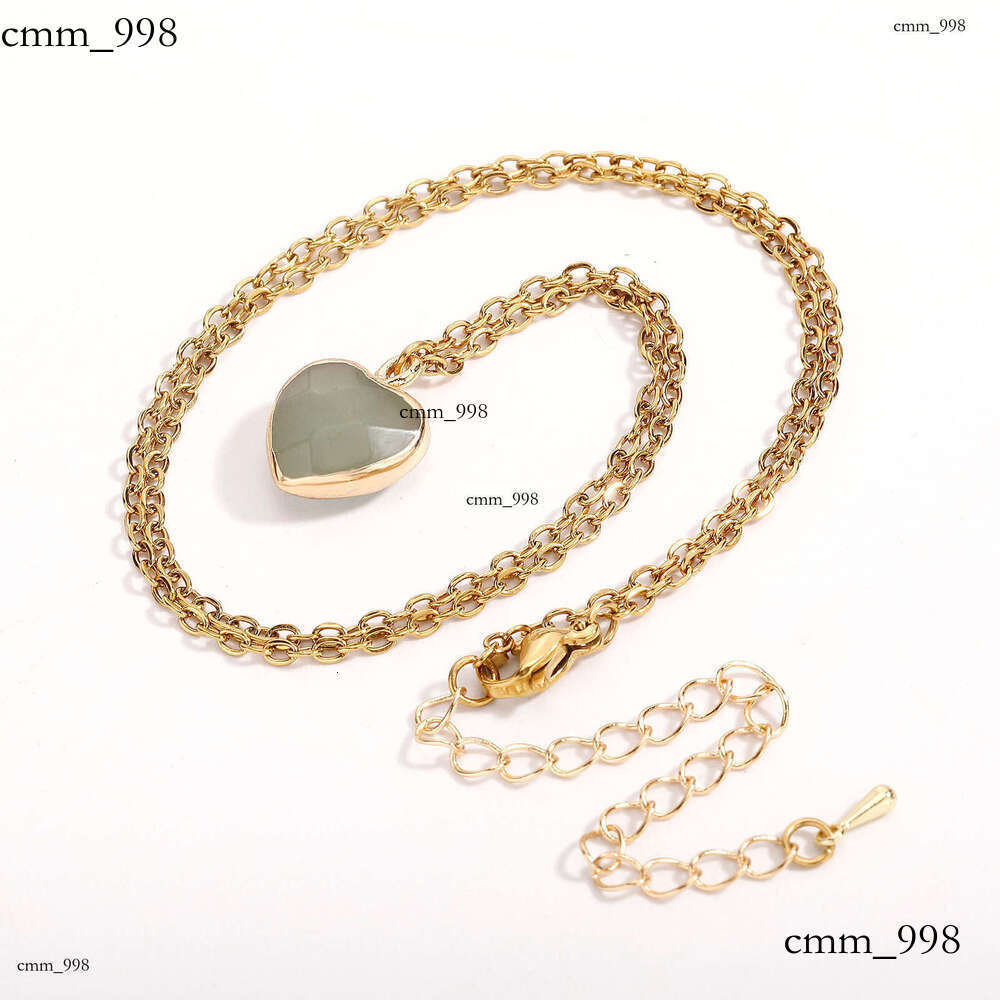 Agate Heart Natural Plated Pendant Crystal Raw Stone Necklace