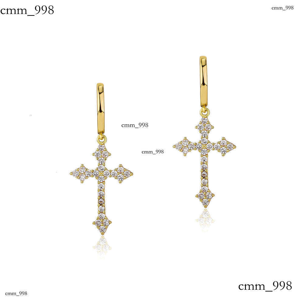 Cross Inlaid with High-Quality Zircon Korean Fashion Earrings White Personality Ear Jewelry