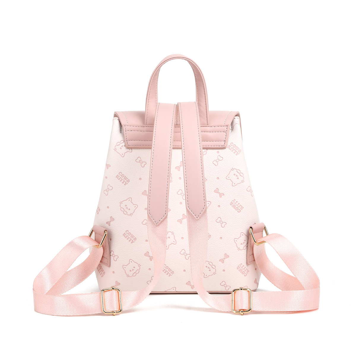 Cow & Kitty designer bag 2025 New Cute Cartoon Embossed Lightweight Casual Trendy Fashion Versatile Backpack for woman white blue pink