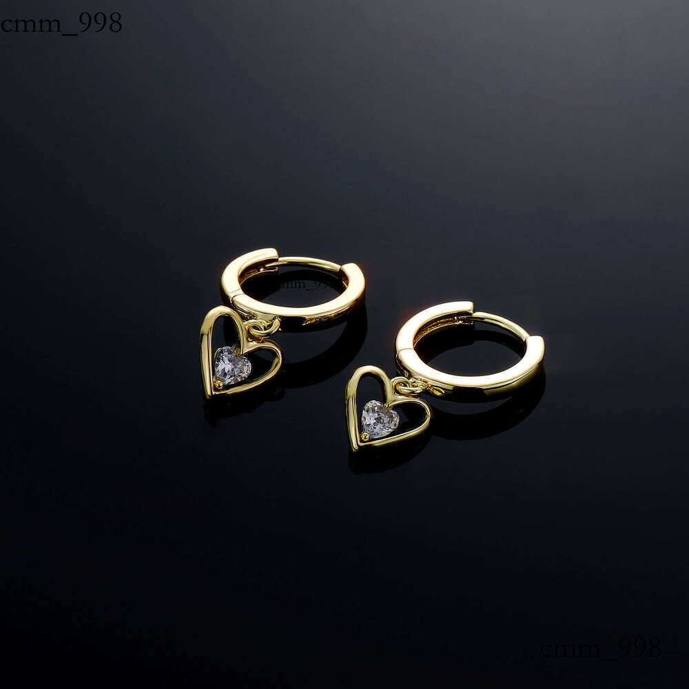 Niche High-End Heart-Shaped Sterling Silver Zircon Earrings Trendy Hoop Simple Ins Style Versatile Personality Temperament Ear Jewelry