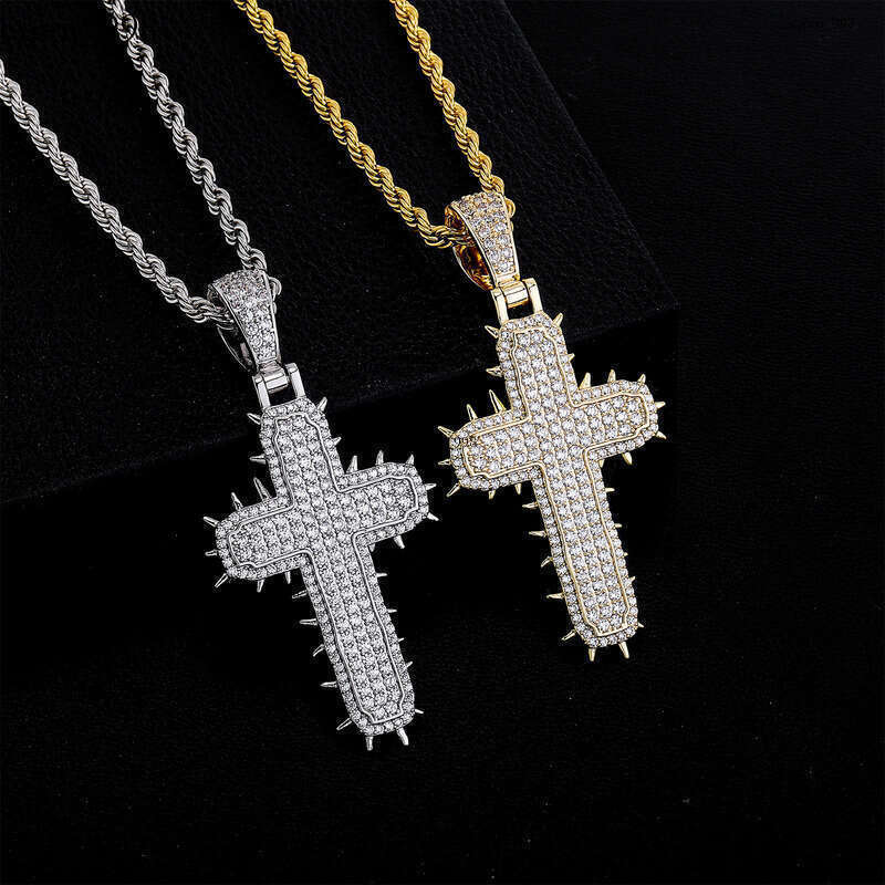 Prickly Pear Cactus Cross Pendant National Trend Hip-Hop Necklace Live Fashion Outfit Autumn Winter