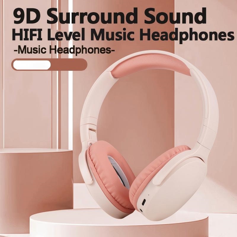 White Over-Ear Wireless Headphones with Sleek Design, Deep Bass, Fold-able