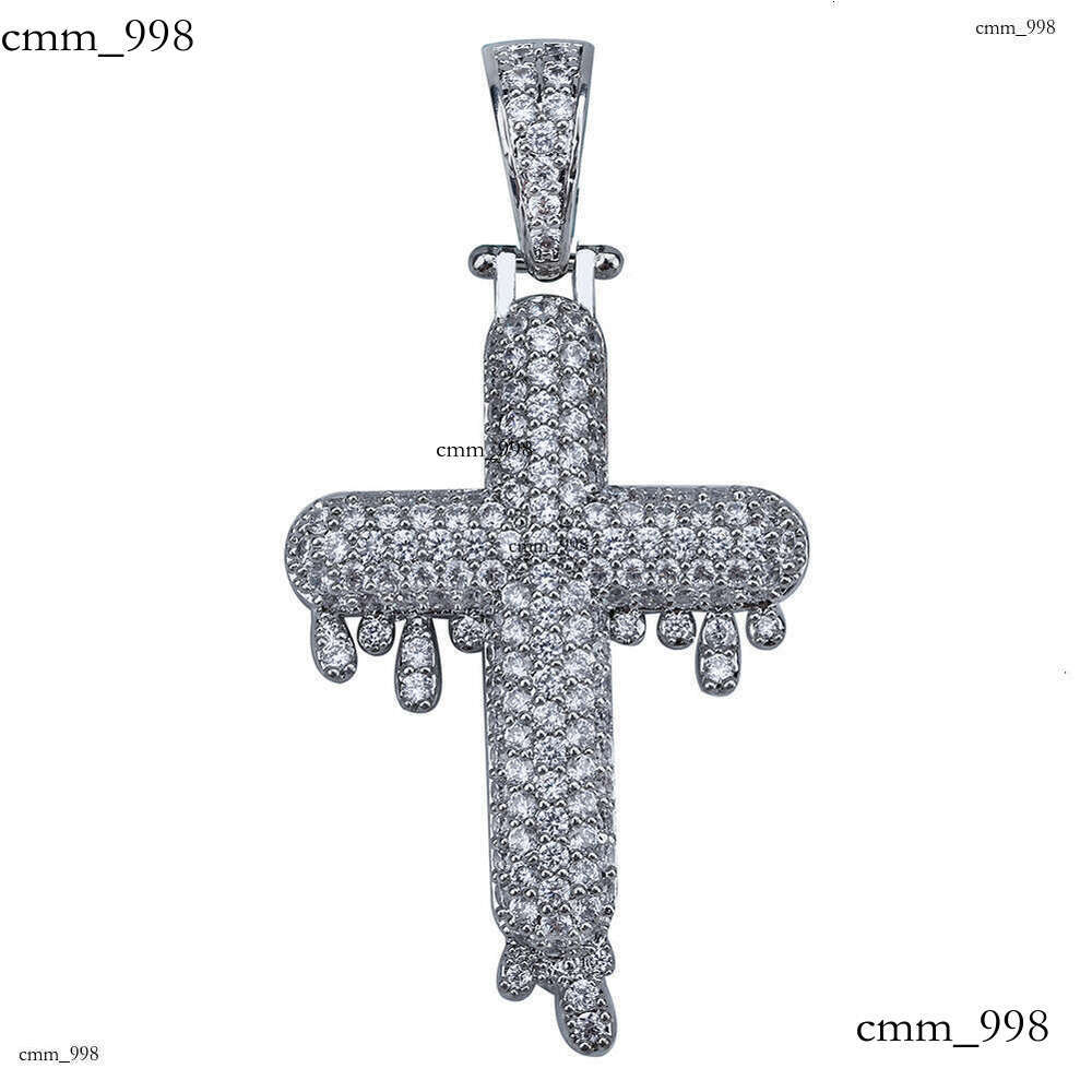 Hip Hop Cross Water Drop Micro Paved Moissanite chain Men and Women Trendy Ins