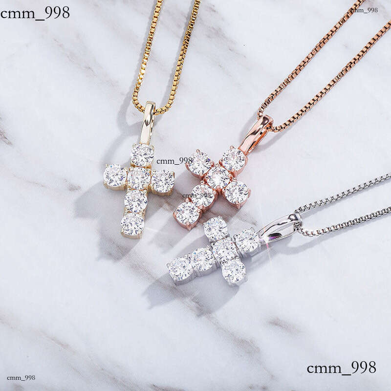 Sier Hip-Hop Full Moissanite chain Cross Pendant Simple Versatile Jewelry
