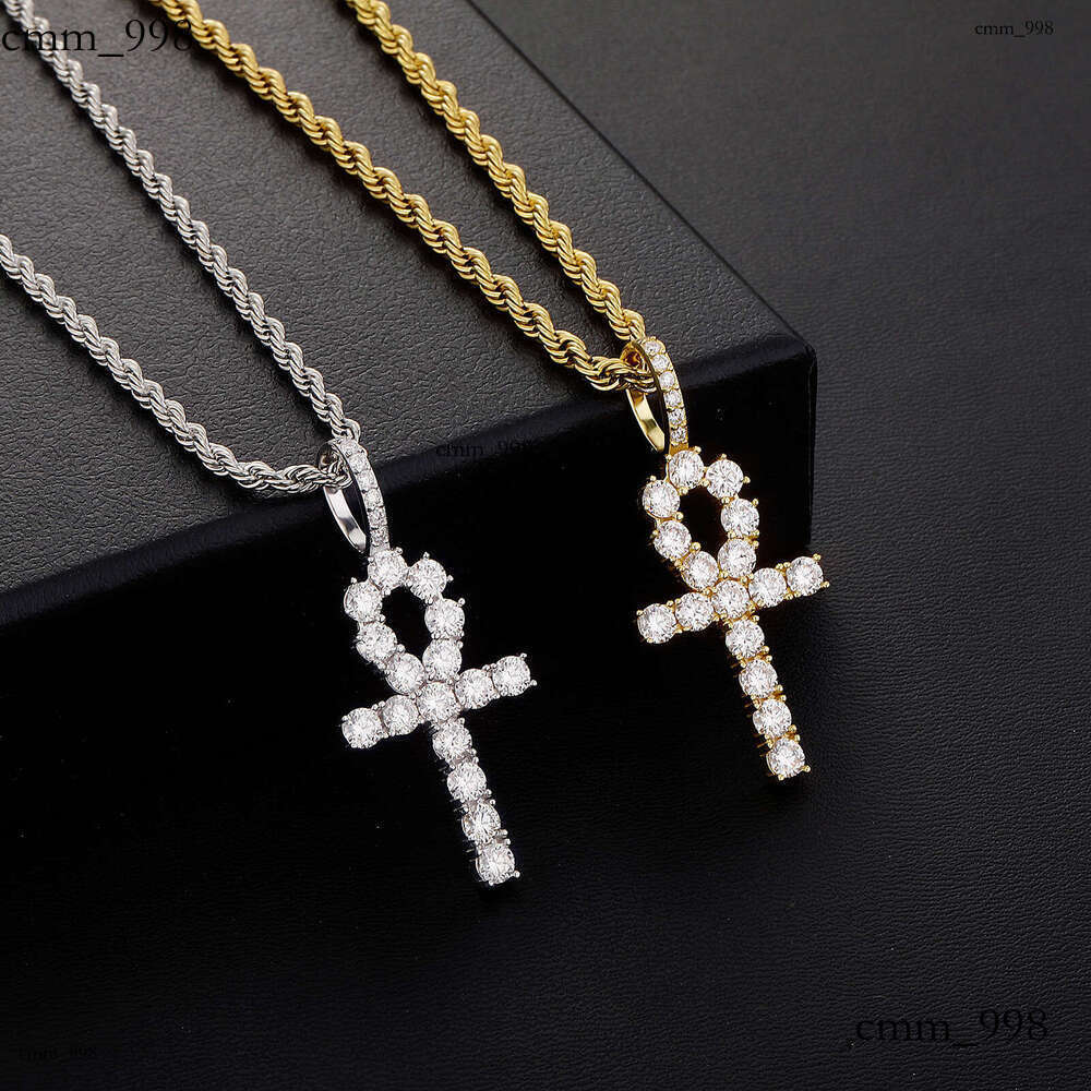 TEMU Hot-Selling Cross Necklace Creative Design Iced Out VVS Moissanite Pendant Gold Jewelry