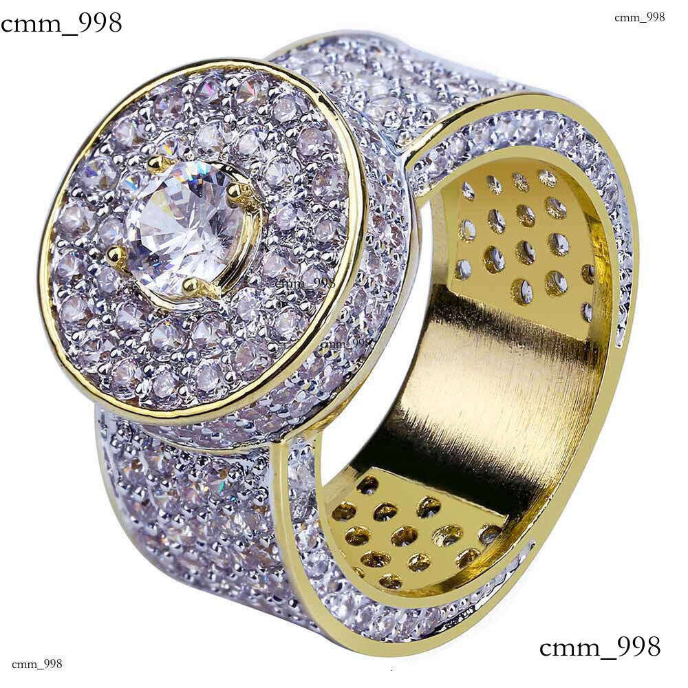 Men's Classic Large Real Gold Plated Micro Paved Full Zircon Hip Hop Ring