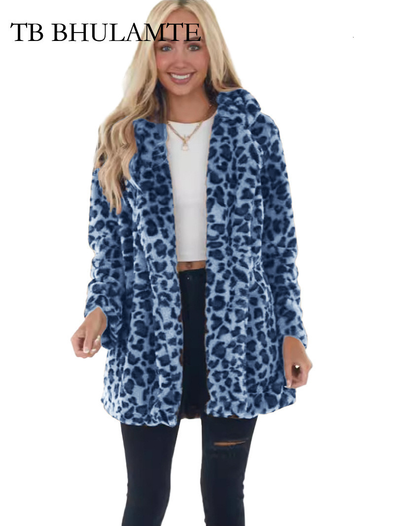 TB BHULAMTE Free Shipping New Designer Clothing 2025 Autumn/winter Leopard Print Women's Fashionable And Elegant Faux Fur Loose Pocket Jacket