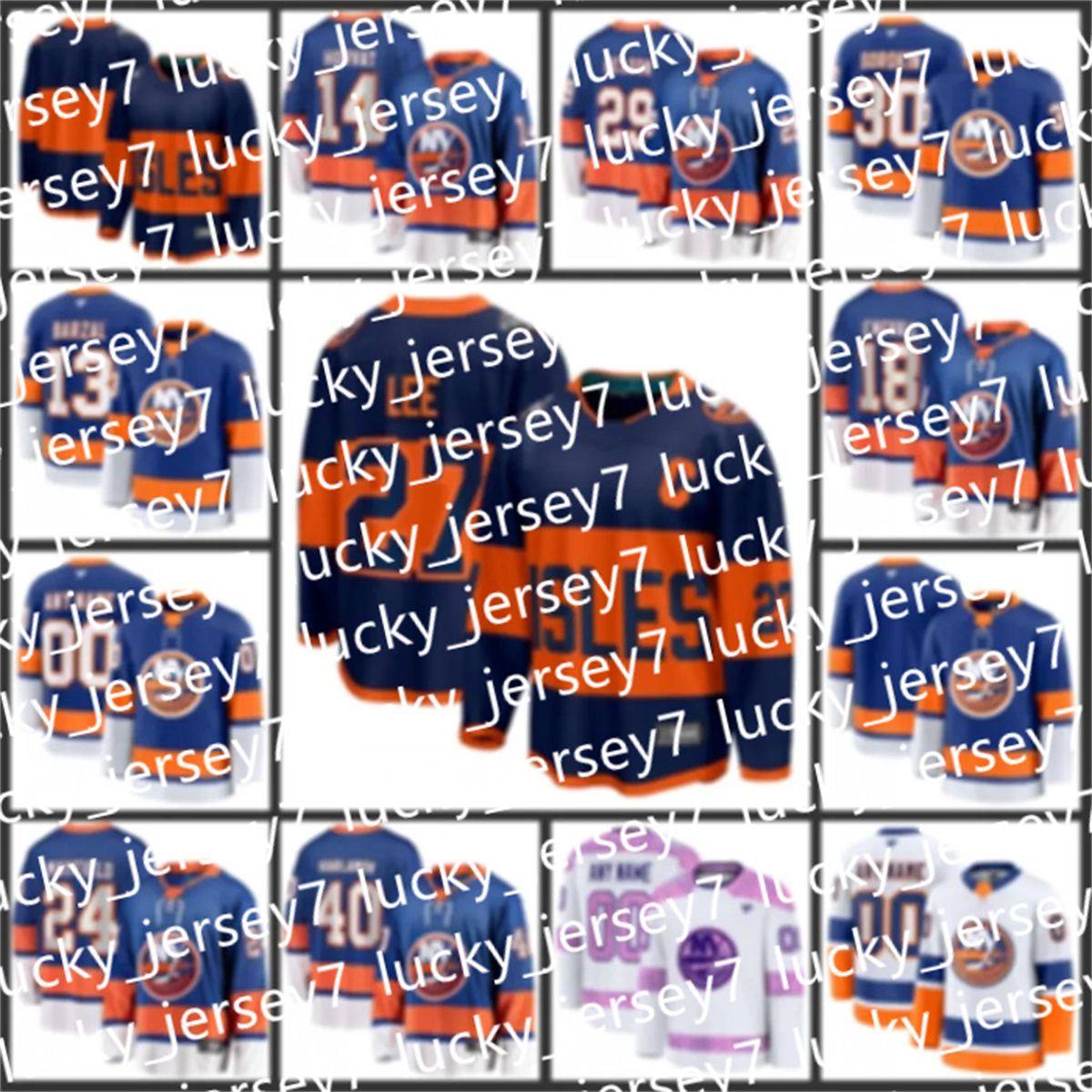 custom Islander Hockey Jersey men Anders Lees Kyle Palmieri Bo Horvat Brock Nelson Maxim Tsyplakov Simon Holmstrom Noah Dobson Jean-Gabriel Pageau Ryan Pulock