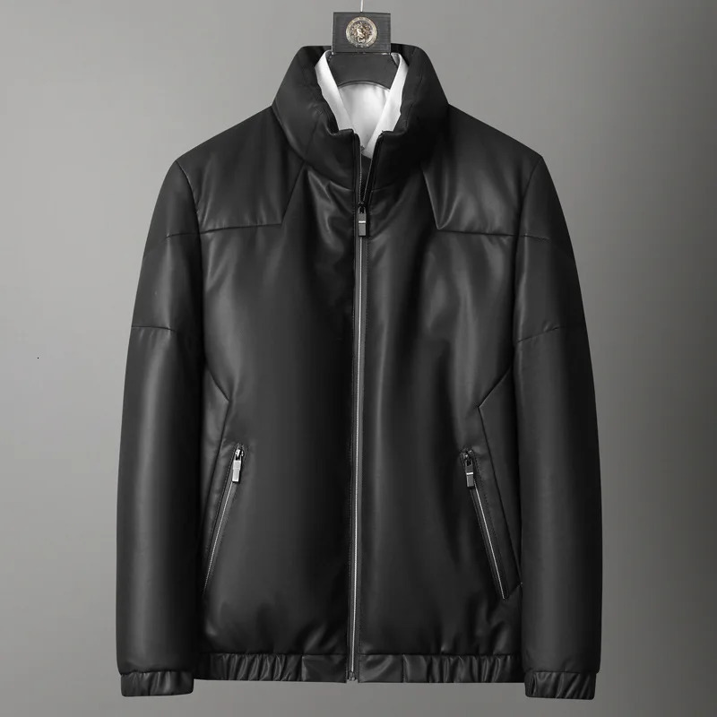 Mens Genuine Leather Down Jacket Sheepskin Goose Down Leather Jacket Thickened Coat Autumn And Winter Leather Jacket 251011