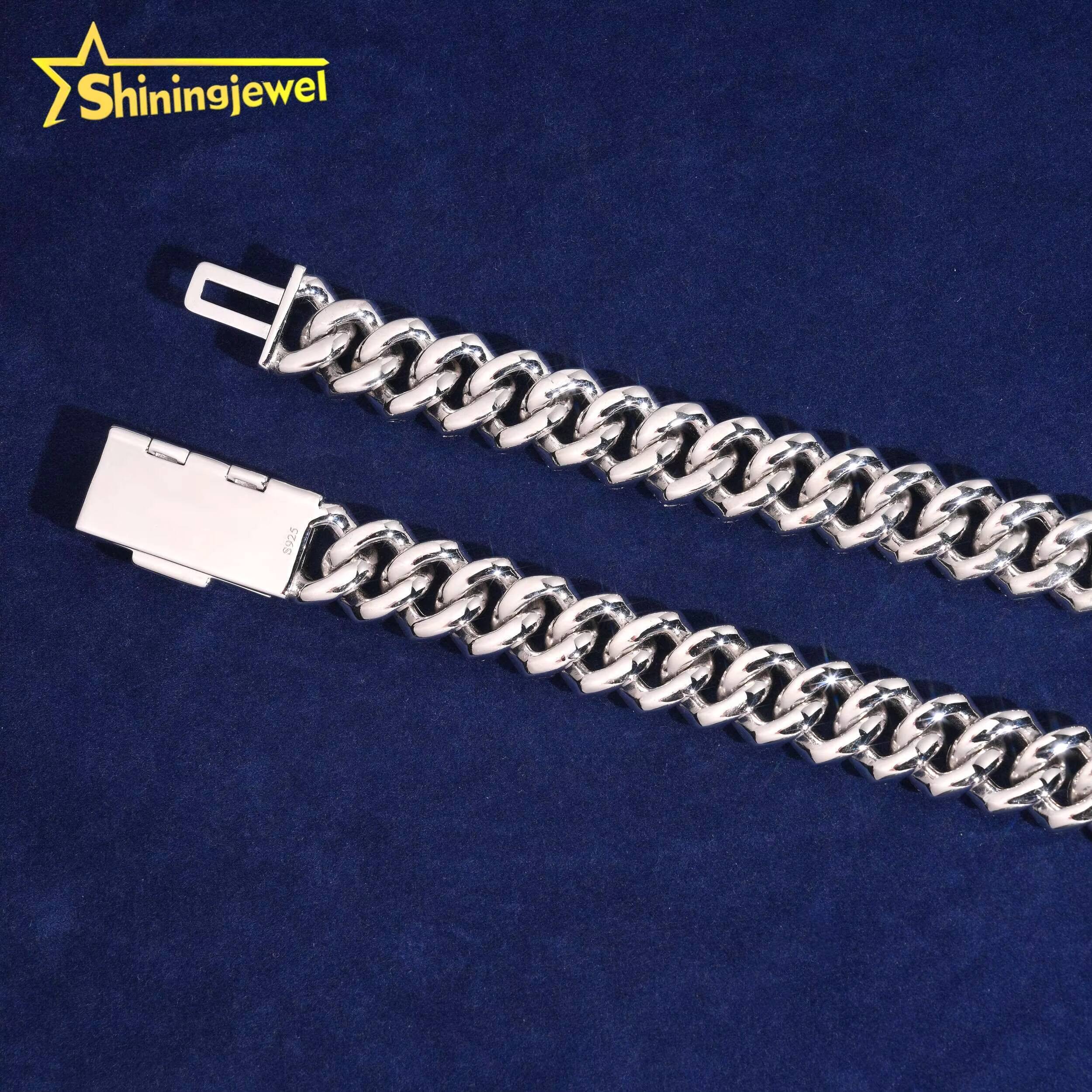 GRA Certificate 15mm 3Rows 925 Silver VVS Moissanite Necklace Iced Out Hip Hop Jewelry Diamond Cuban Link Chain Bracelet