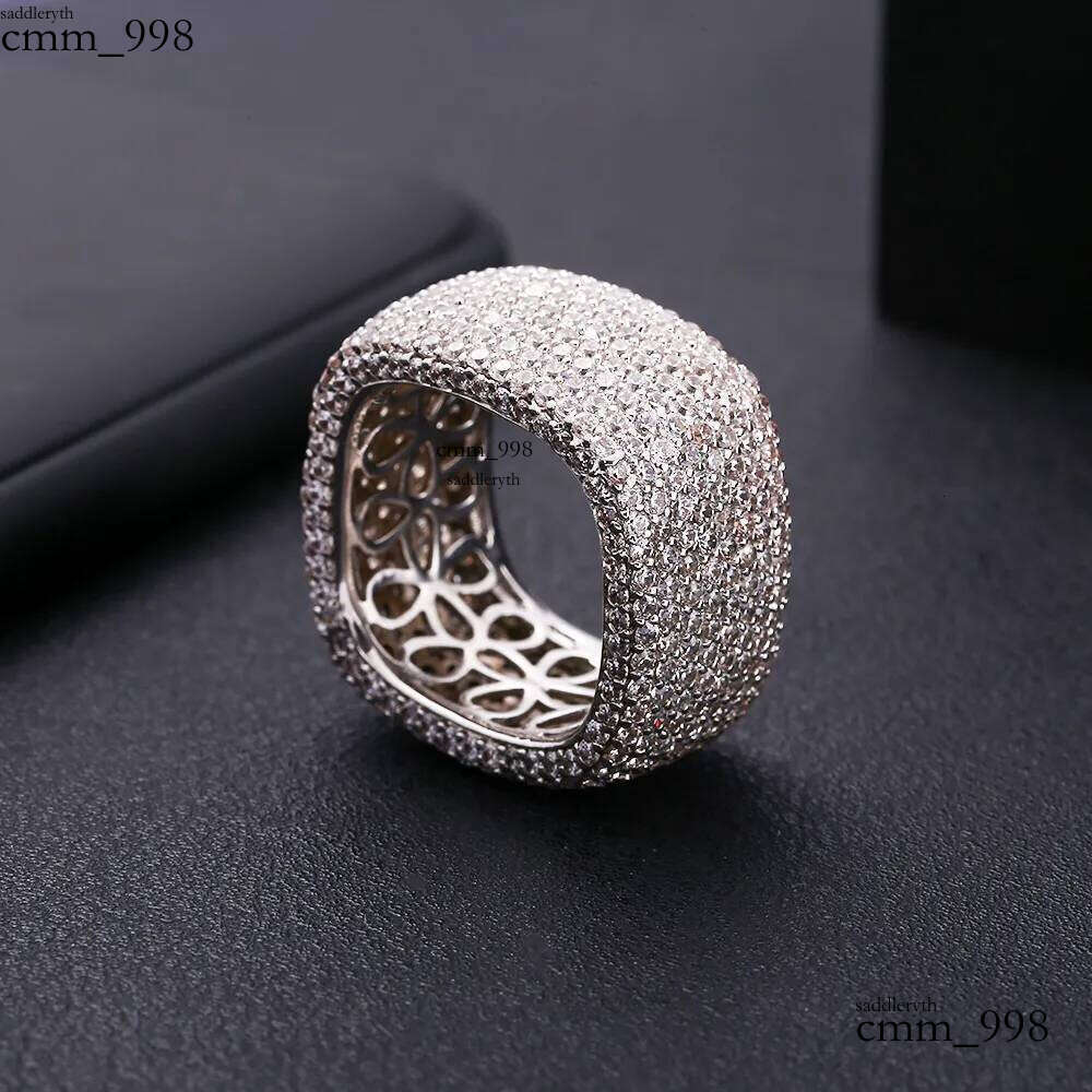 Rulalei Sparkling Jewelry Sterling Sier Pave White Sapphire CZ Dia Eternity Women Wedding Bridal Ring For Lovers' Gift