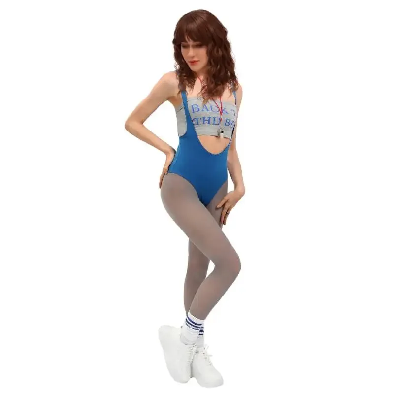 80s Inspired Lisa Cosplay Costume Women US Size Retro Workout Outfit with Tight Pants Striped Socks