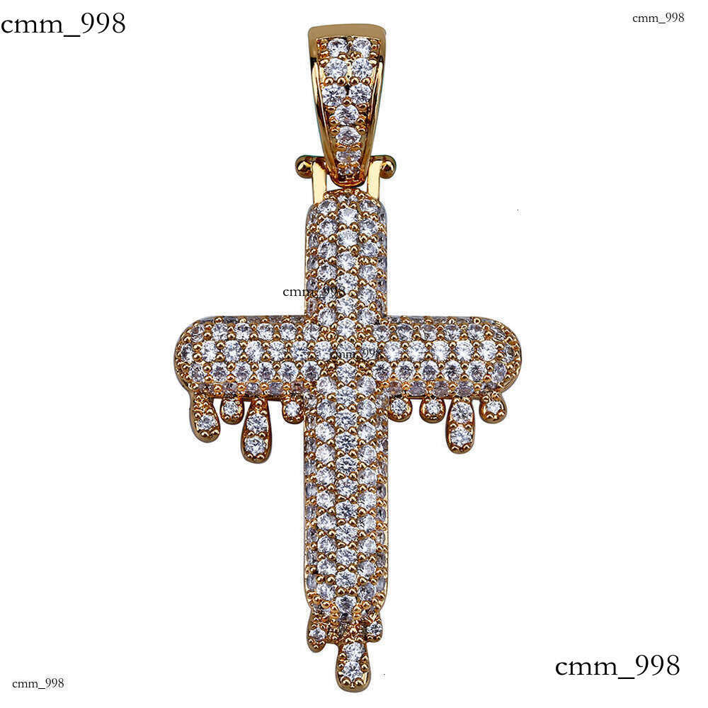 Hip Hop Cross Water Drop Micro Paved Moissanite chain Men and Women Trendy Ins