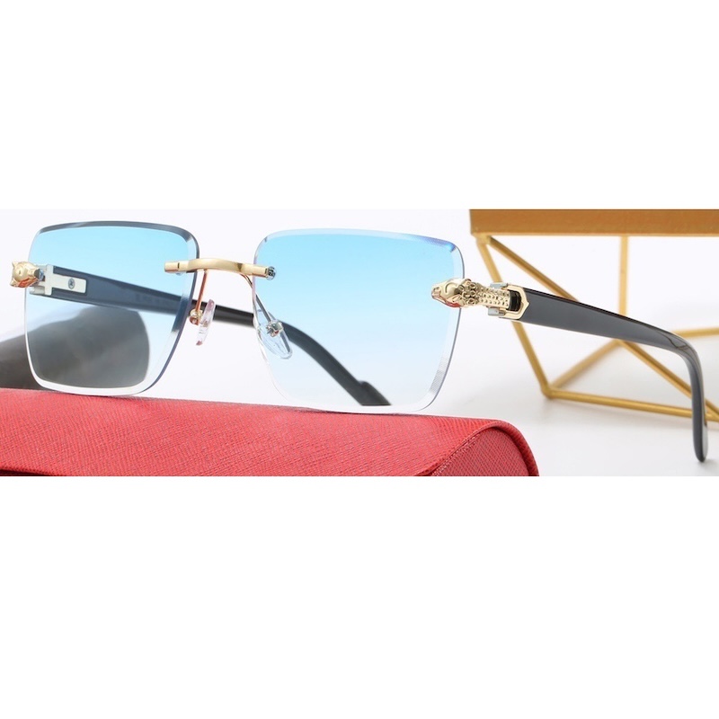 Women's Square Rimless Sunglasses with Snake Leopard Print - Retro Y2K Style, Diamond Trimming, UV400 Protection for Outdoor Beach Travel & Daily