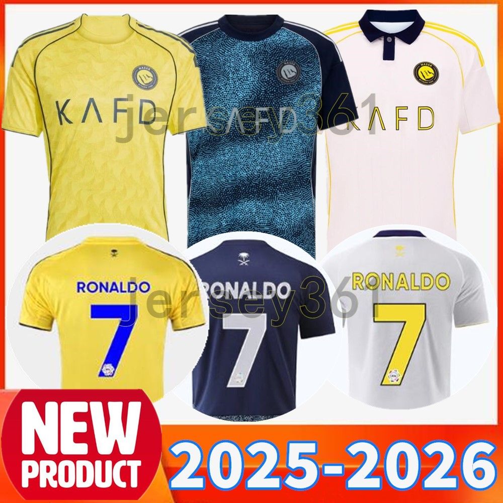 25 26 Riyadh victory Al-Nassr FC soccer Jerseys Ronaldo 2025 2026 Home yellow away blue CR7 Gonzalo Martinez Ghislain Konan Vincent Aboubakar men Football shirt