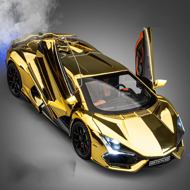 124 Lamborghini Revuelto Spray Plating Version With Water Spray Fog Effect Realistic Simulation Alloy Model Boy Gift 251011