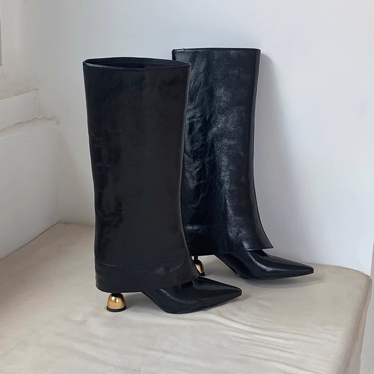 Free shipping designer Boots High quality fashionable thick heeled boots with high heels round headed knight high boots Waterproof