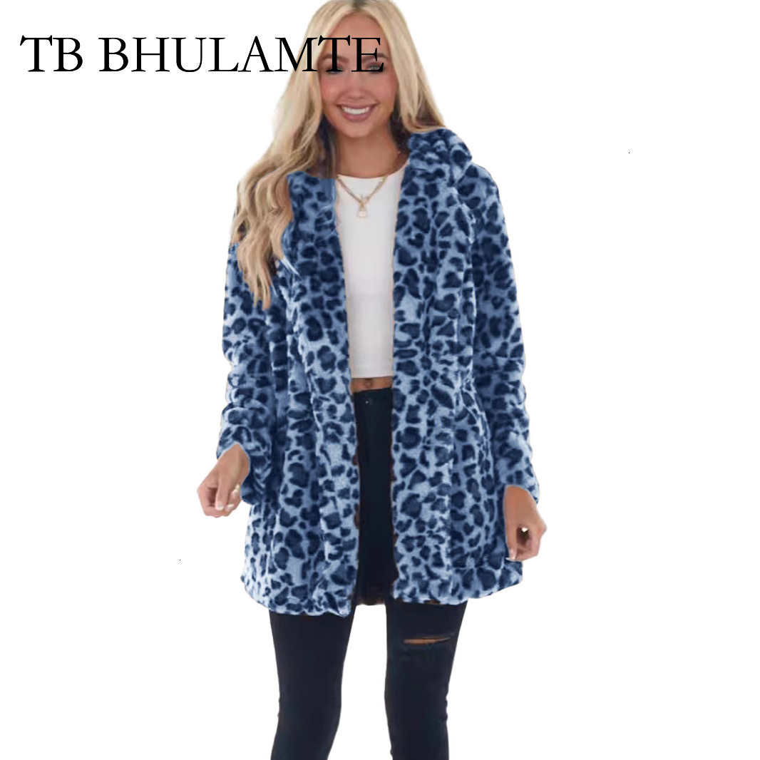 TB BHULAMTE Free Shipping New Designer Clothing 2025 Autumn/winter Leopard Print Women's Fashionable And Elegant Faux Fur Loose Pocket Jacket