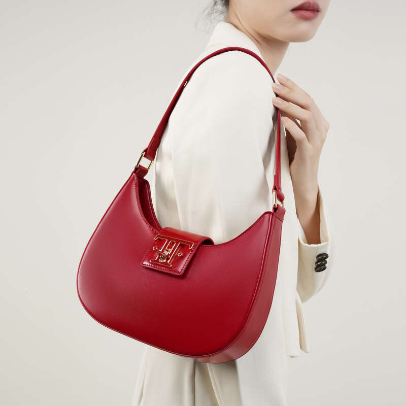 Luxury bag Genuine Leather Niche Designer High End Underarm Moon New French Style Versatile Shoulder Women s Bag