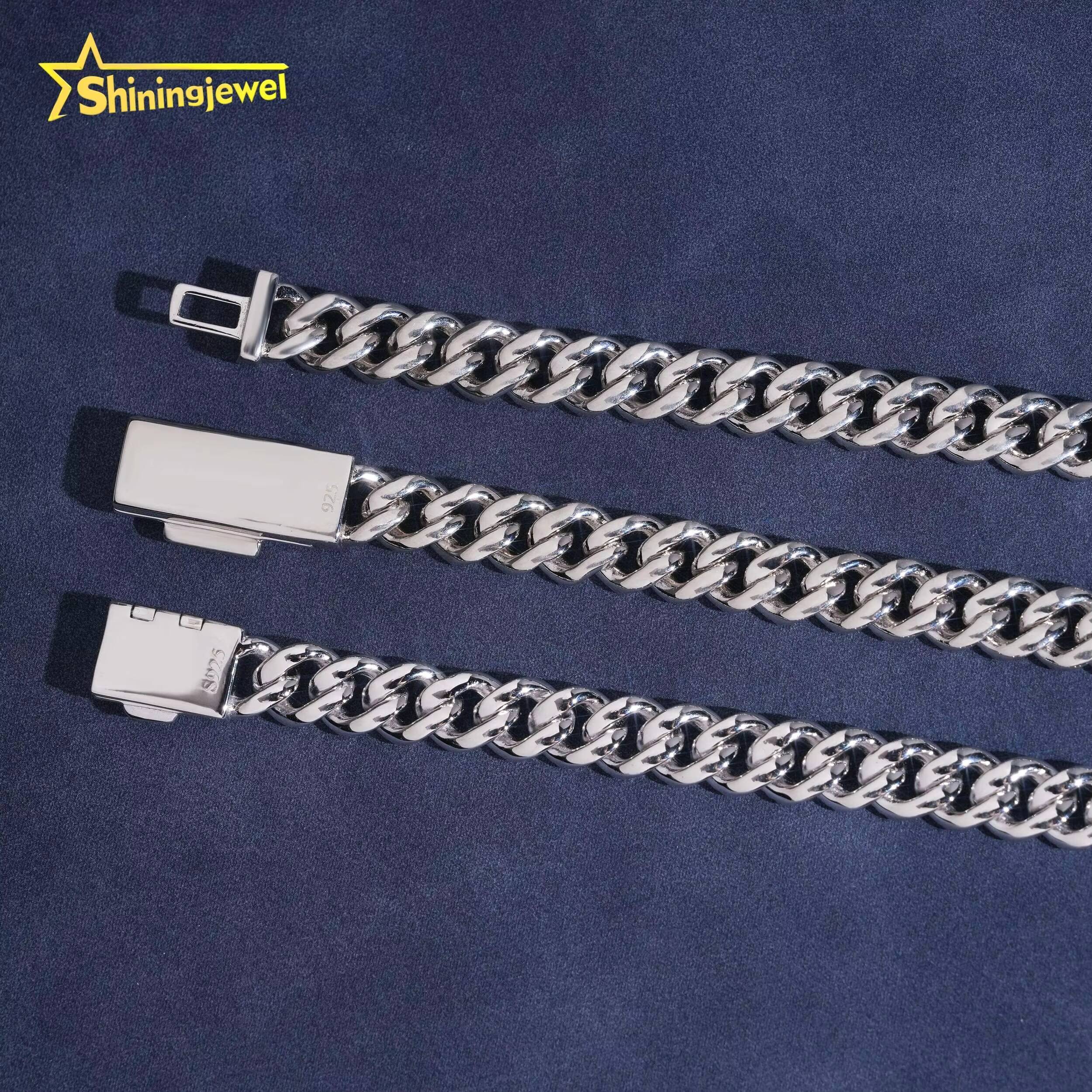 925 Silver Moissanite Diamond Cuban Link Hot Sale 8mm Cuban Chain Moissanite Hip Hop Jewelry