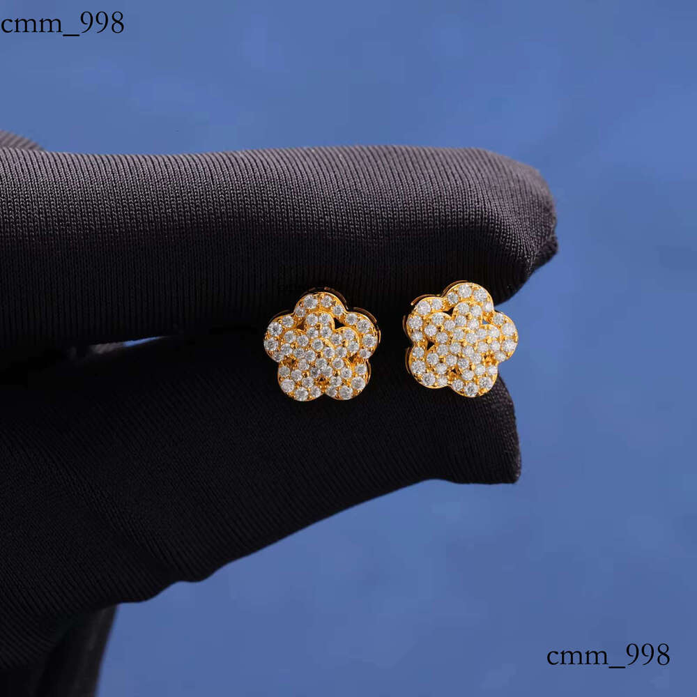 Drop Shipping Factory Price VVS Moissanite Dia 3 Layer Ice Out Sier FlowerStud Earrings for Man Woman