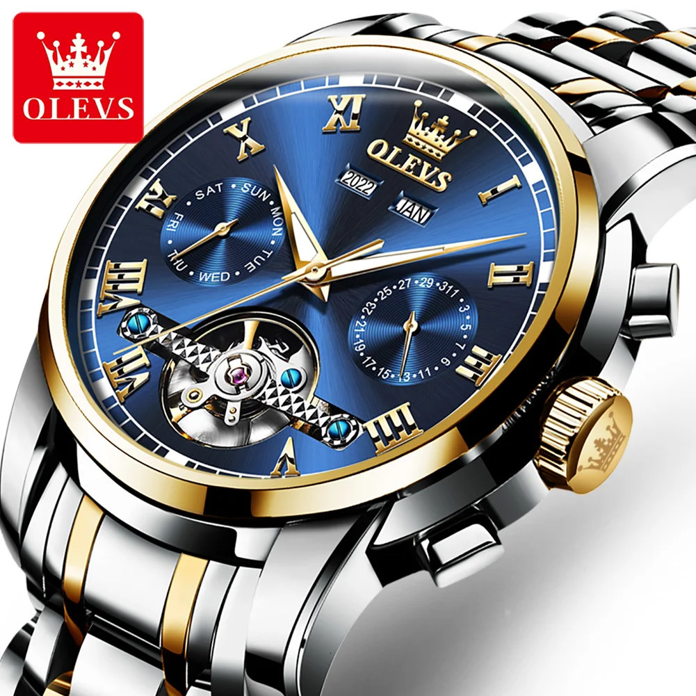OLEVS 6607 Automatic Watch for Men Hollow Out Skeleton Mens Wristwatch Waterproof Watches Original Mechanical Hand Clock 251011