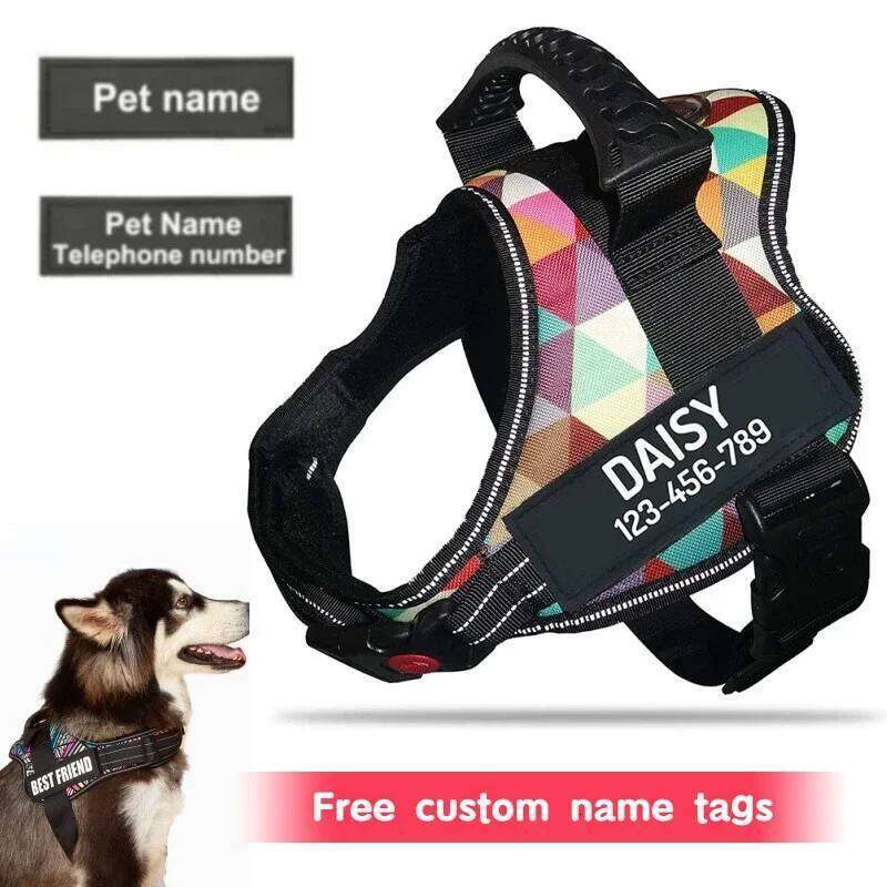 New High Quality Nylon Adjustable Custom ID Name Small Large Vest Harness Halloween Dog Supplies