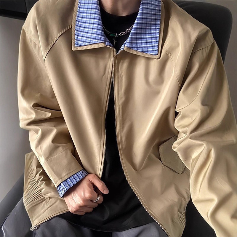American Retro Color-block Plaid Patchwork Designer Jacket Jacket Men Fake Two-piece Jacket For Men And Women Early Spring Barn Style Jacket Top Trendy
