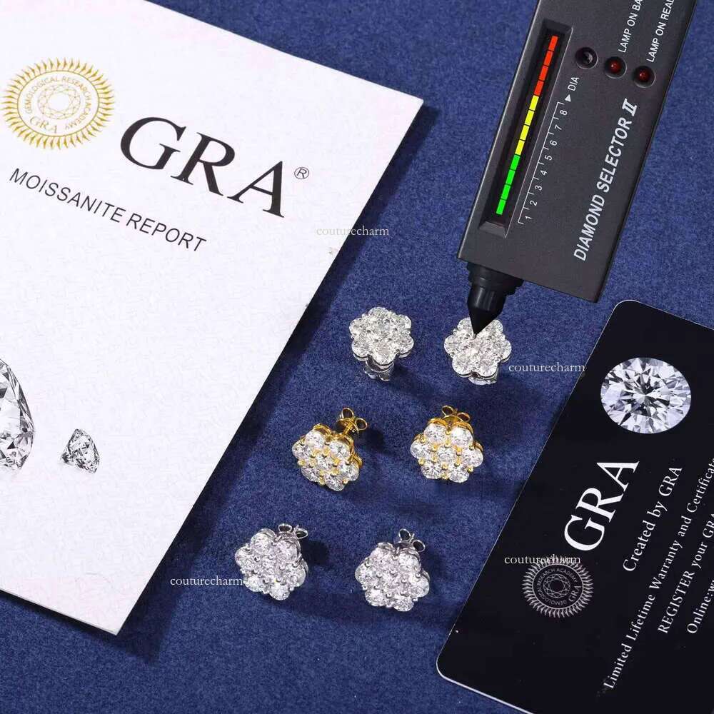 Bulk Wholesale Multi Size Cluster Moissanite wer Stud Earrings Sterg Sier VVS Dia Fine Jewelry Men Women Free of charge delivery