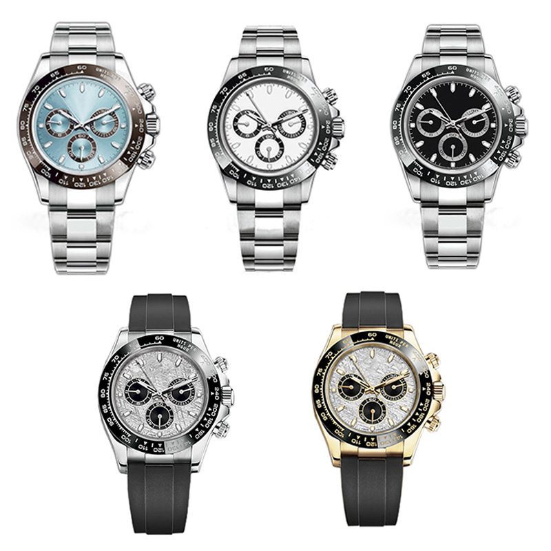 w1_shop 41mm Automatic With Box Stainless Steel Multi-dial Waterproof Luminous Classic Generous Rubber Strap Adjustable Mens Watch Watches