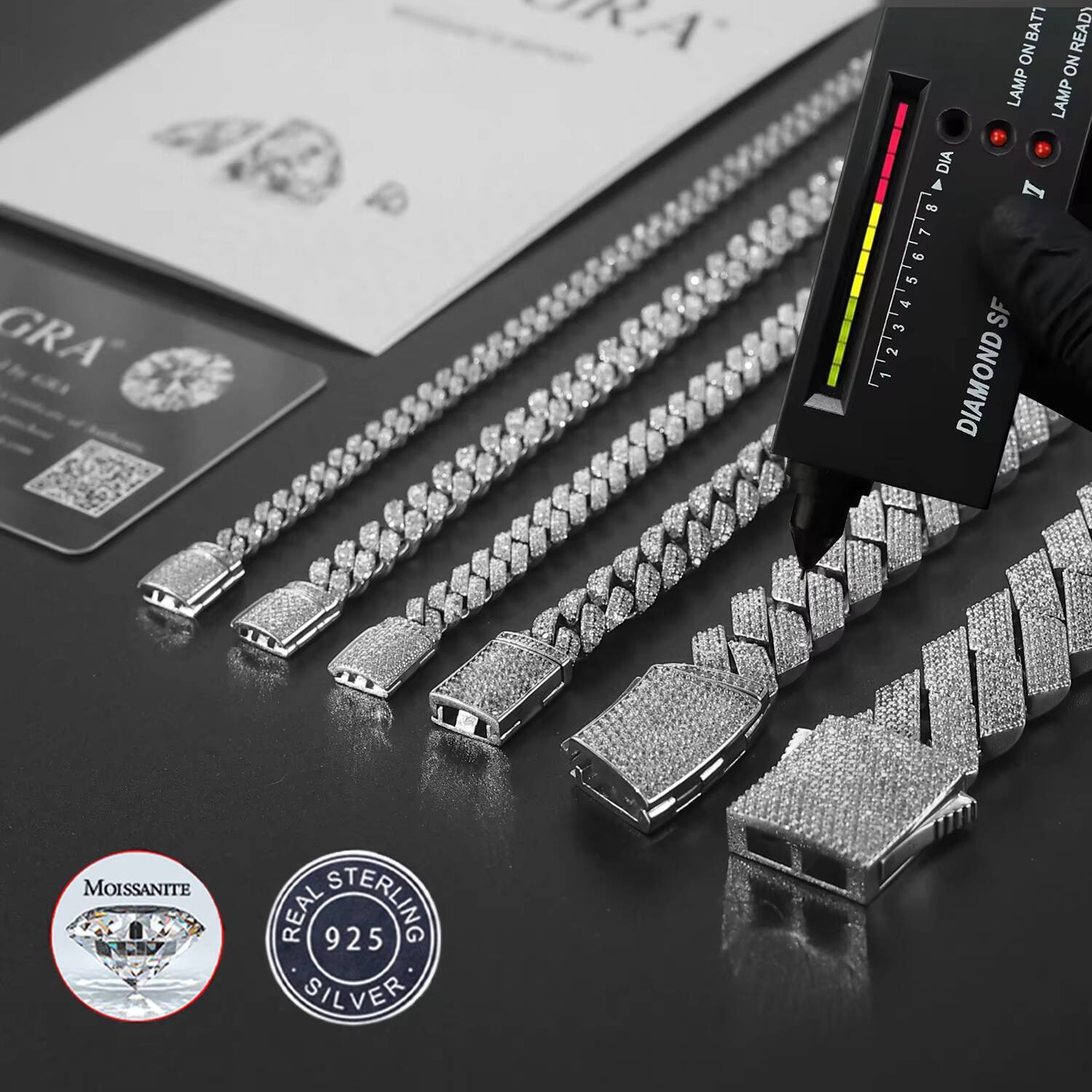 6mm20mm Pass Diamond Tester 925 Sterling Silver Full Vvs Moissanite Iced Out Cuban Link Anklet Bangle Bracelet for Men Women