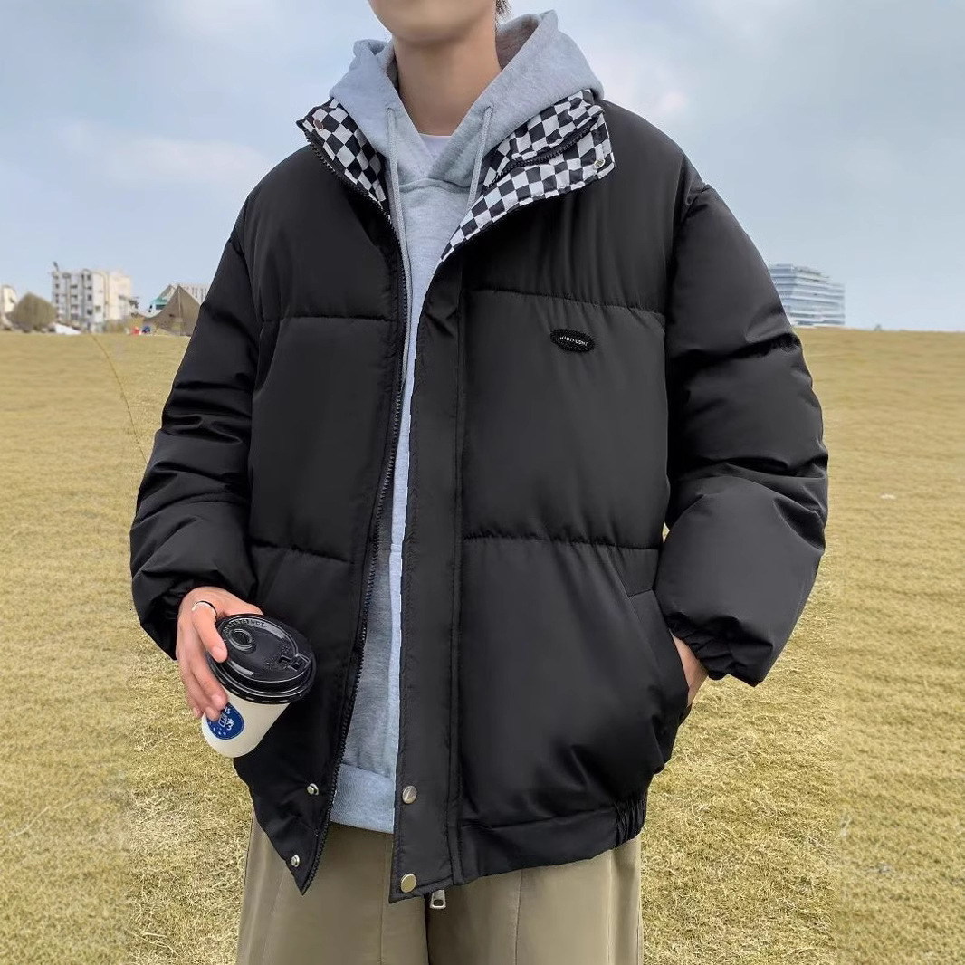 Winter New Men's Jacket Men Designer Jacket Cotton Jacket Korean Style Loose Stand Collar Solid Color Youth Versatile Thickened Hong Kong Style Trendy Coat
