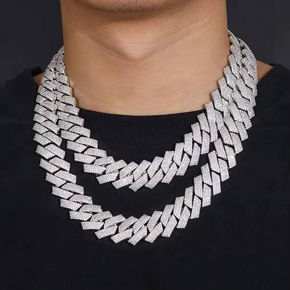 Cubin Chain 925 Sterling Silver Moissanite Diamond CZ Pendant Gold and Rhodium Plated Silver Jewelry