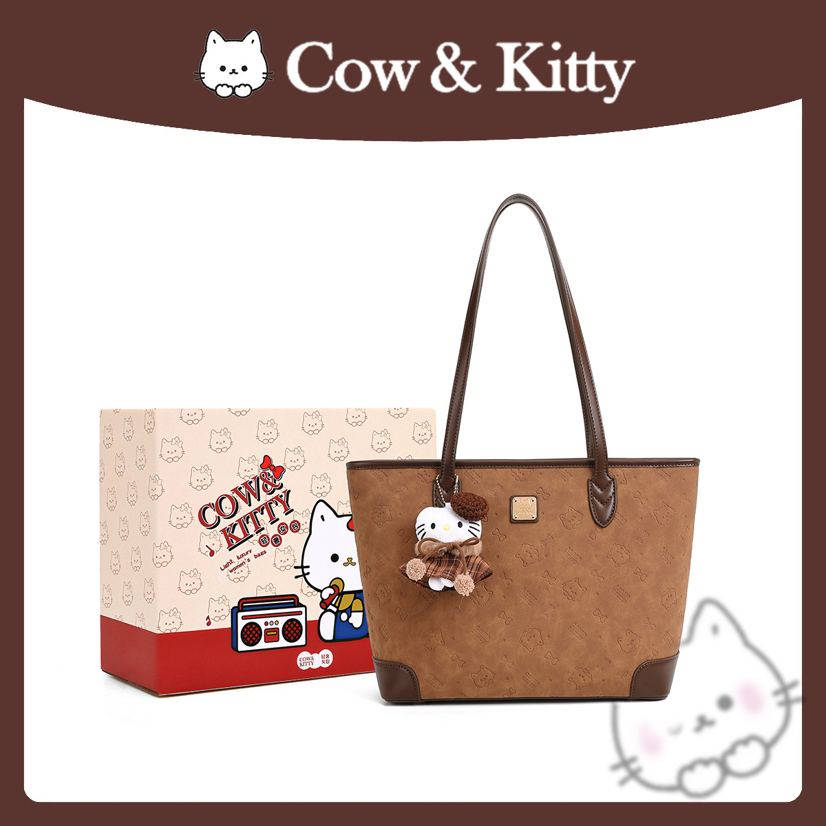 Cow & Kitty designer bag free shipping 2025 New Large Capacity Tote Bag Light Luxury Fashion Cute Printed Casual Handbag for woman