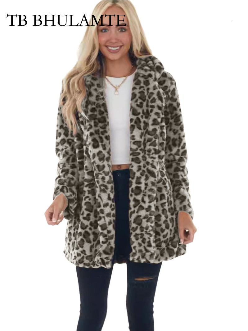 TB BHULAMTE Free Shipping New Designer Clothing 2025 Autumn/winter Leopard Print Women's Fashionable And Elegant Faux Fur Loose Pocket Jacket