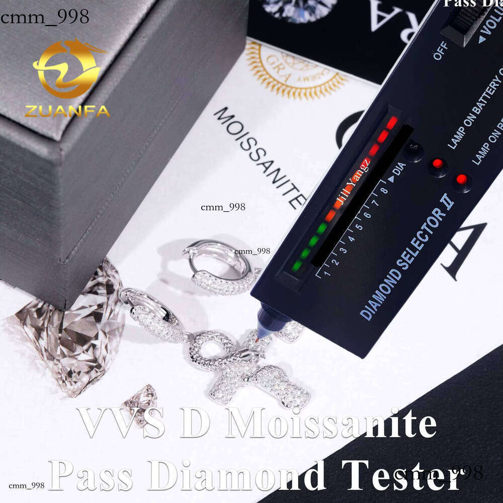 GRA Certificate Snake Design Silicon Stone Hoop Earrings Cross Real Gold Plate Hip Hop Jewelry