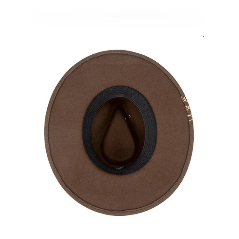 USPOP Vintage Fedora Hat for Women Men Wide Brim Felt Hat with Feather Band Western Style Panama Hat for Spring Autumn 251011 - view 7