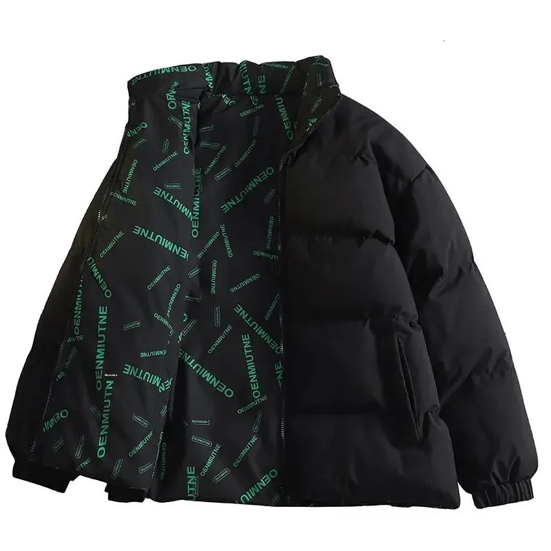 DoubleSided Wear Thickened down Cotton Jacket for Men Casual Loose Style Korean Trendy Youth Student Cotton Coat 251011